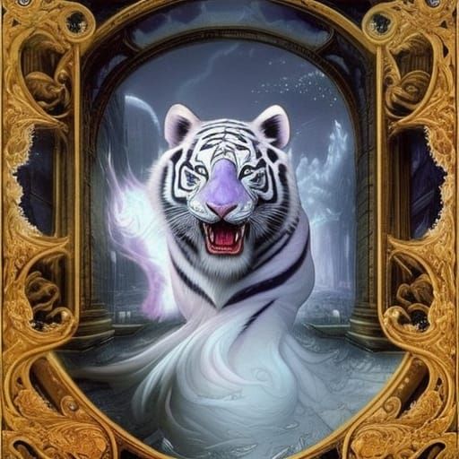 Tiger Moon Elf Hybrid in Port City: Dark Fantasy Art