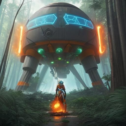 Abstract Machine Devastates Forest with Energy Pulse