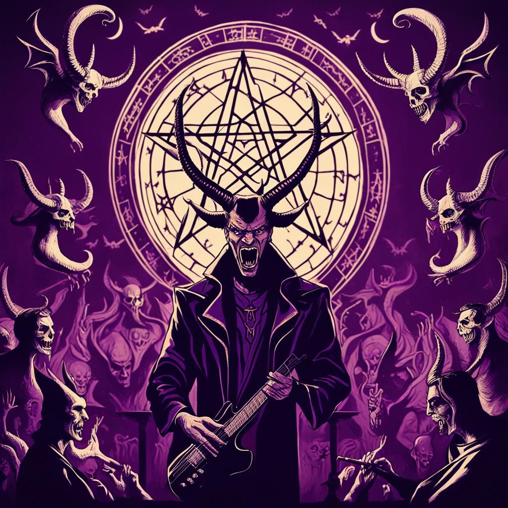 Scary Satanic Opera Theater with Lucifer in Cubist Style