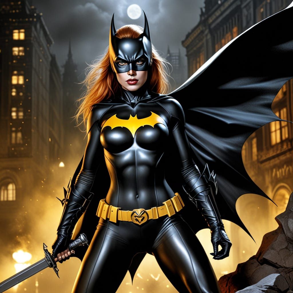 Batgirl in Dark Gothic Comic Book Style