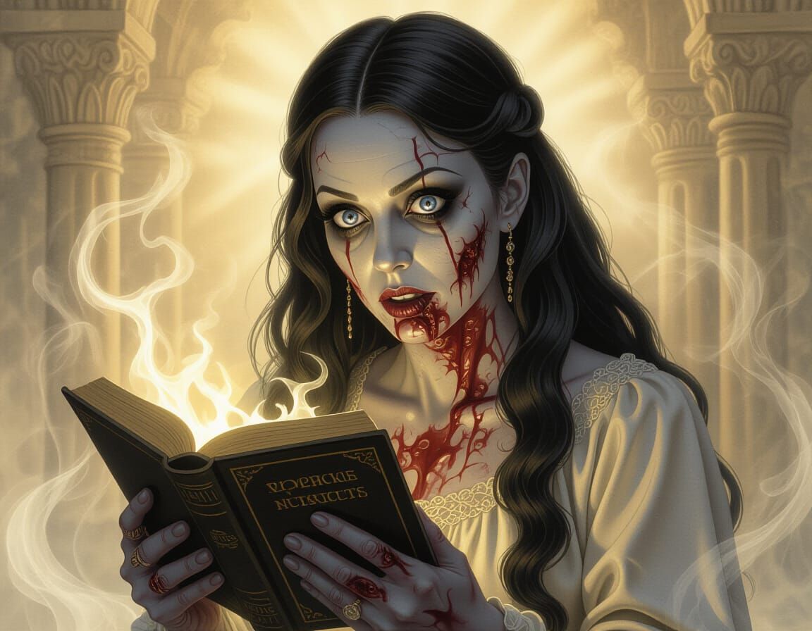 Haunted Italian Zombie Demon Reading Necronomicon