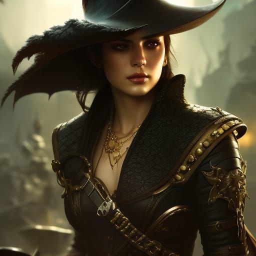 Dark Fantasy Necromancer Pirate Portrait in Digital Art