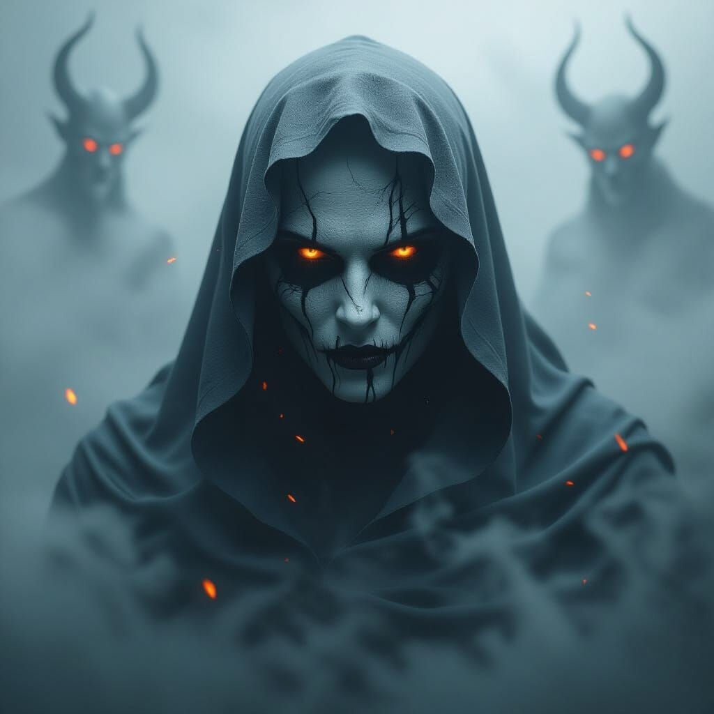 Ghostly Apparition in Dark Fantasy Mist