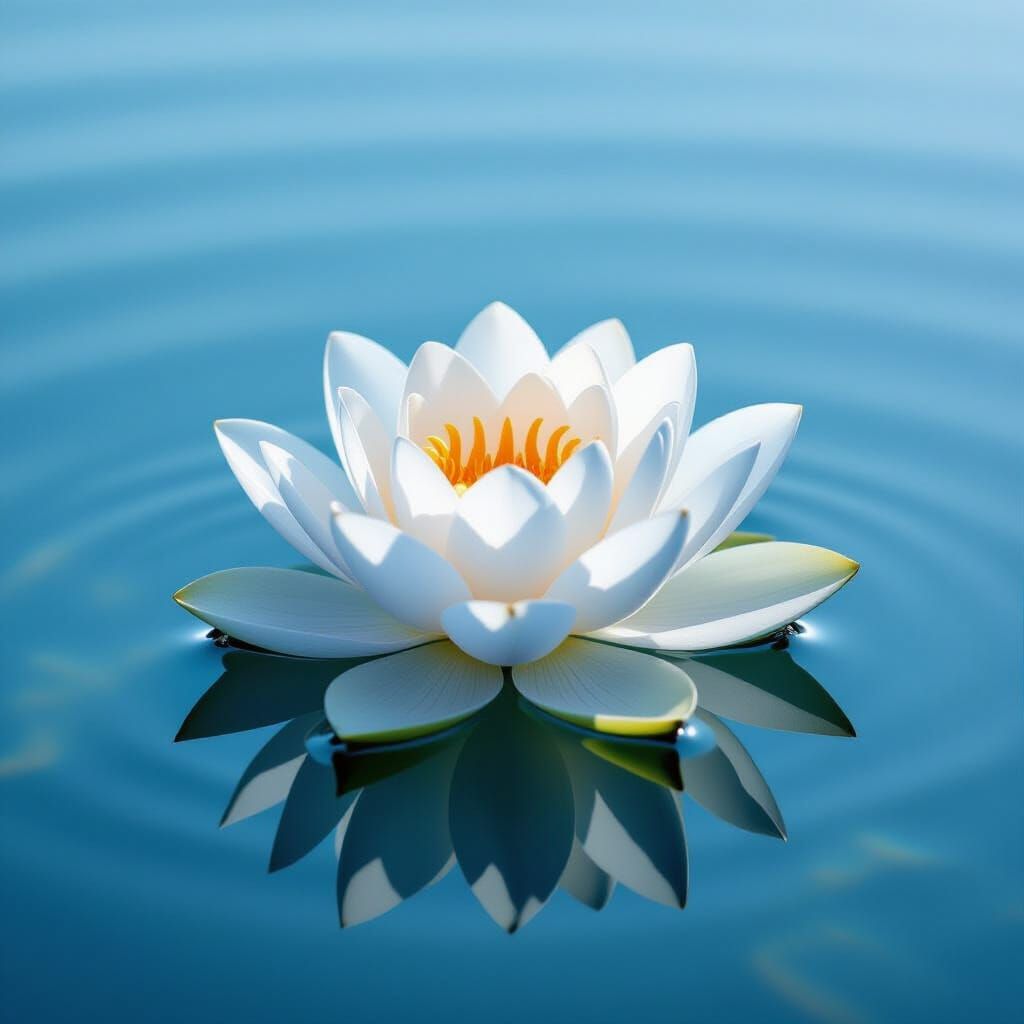 Inner Peace as a White Lotus on Still Water
