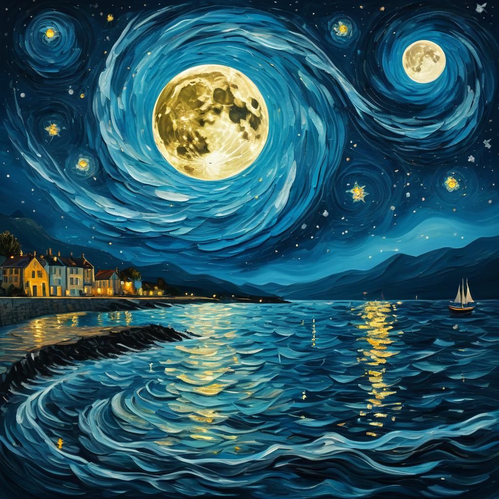 Starry Night Impression as Impasto Painting