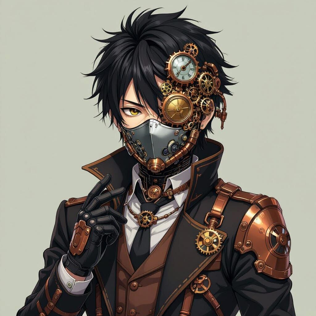 Steampunk Mechanist: Daichi Kurogami in Anime Style
