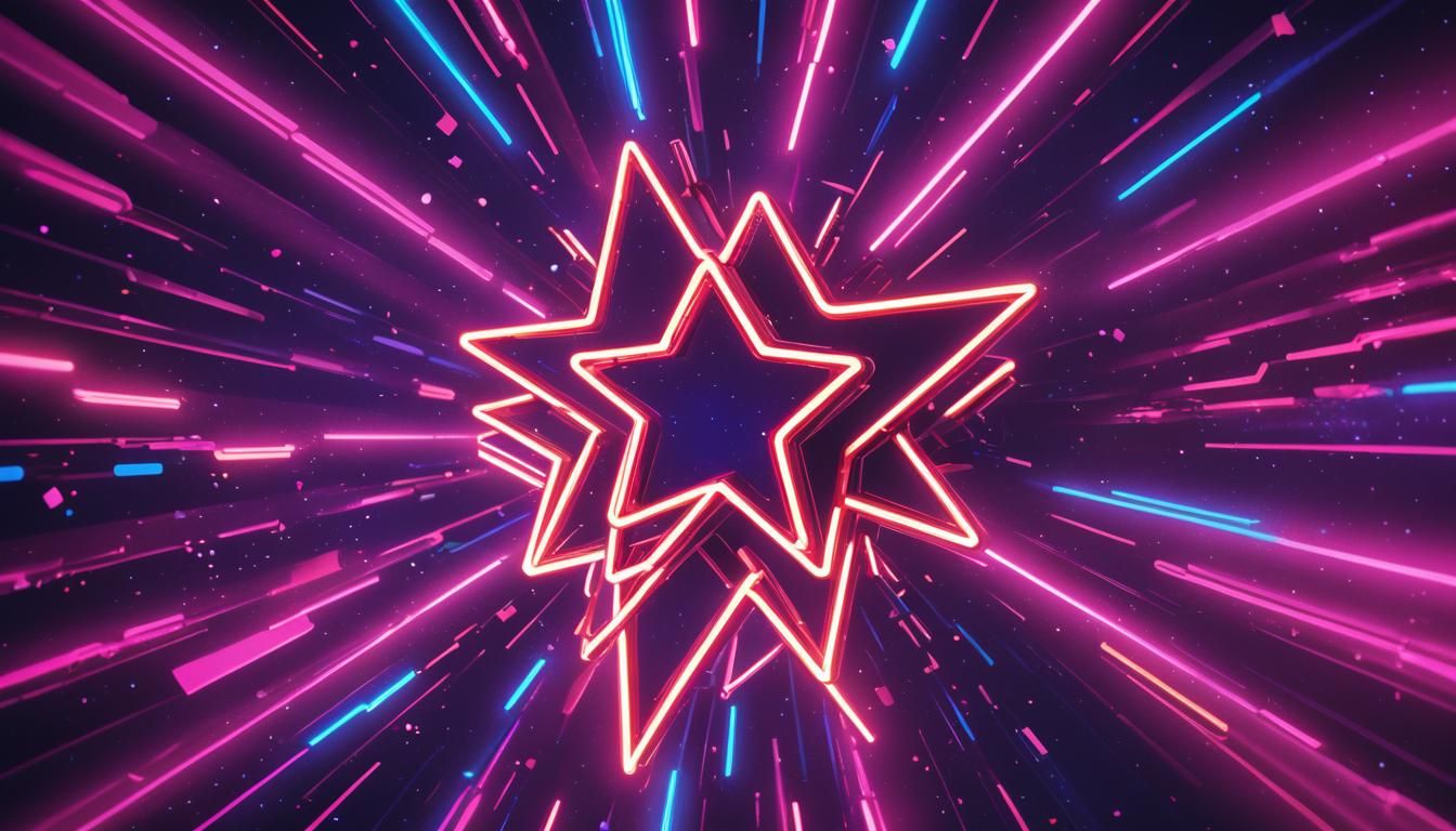 Synthwave Object Radiating Neon Light with Star Straps