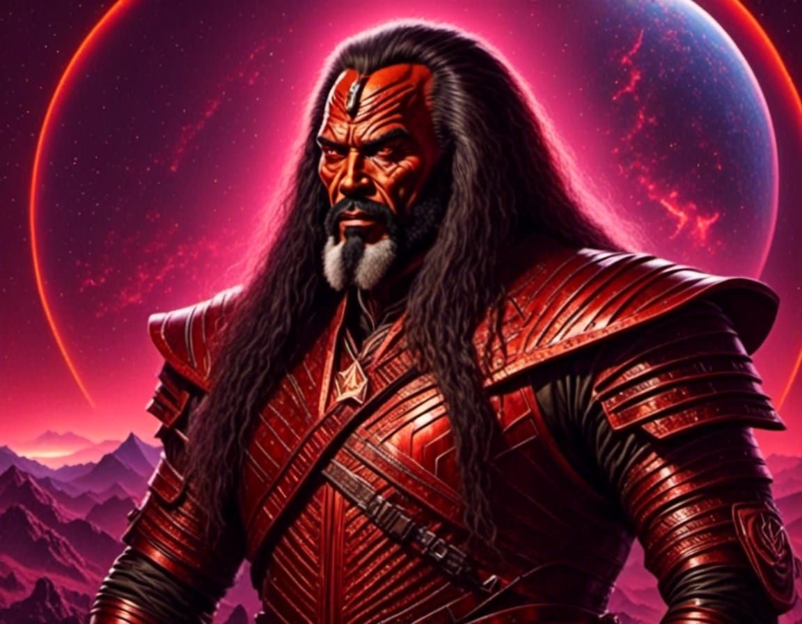 Synthwave Klingon Warrior with Cyberpunk Style