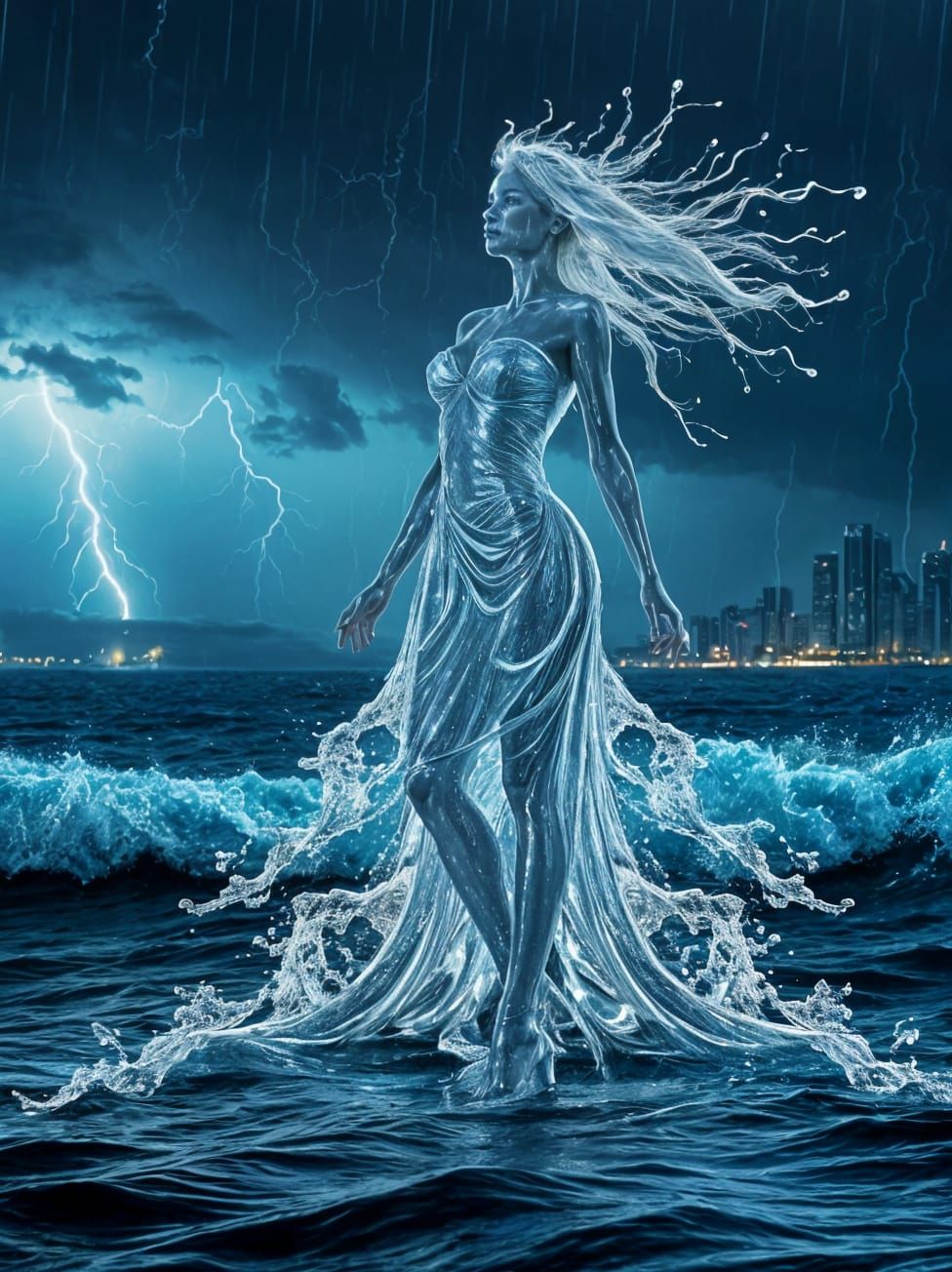 Water Goddess Emerging from Stormy Seas