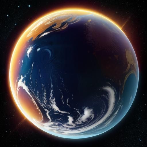 Earth Orbiting Sun in Anime Cel-Shaded Style