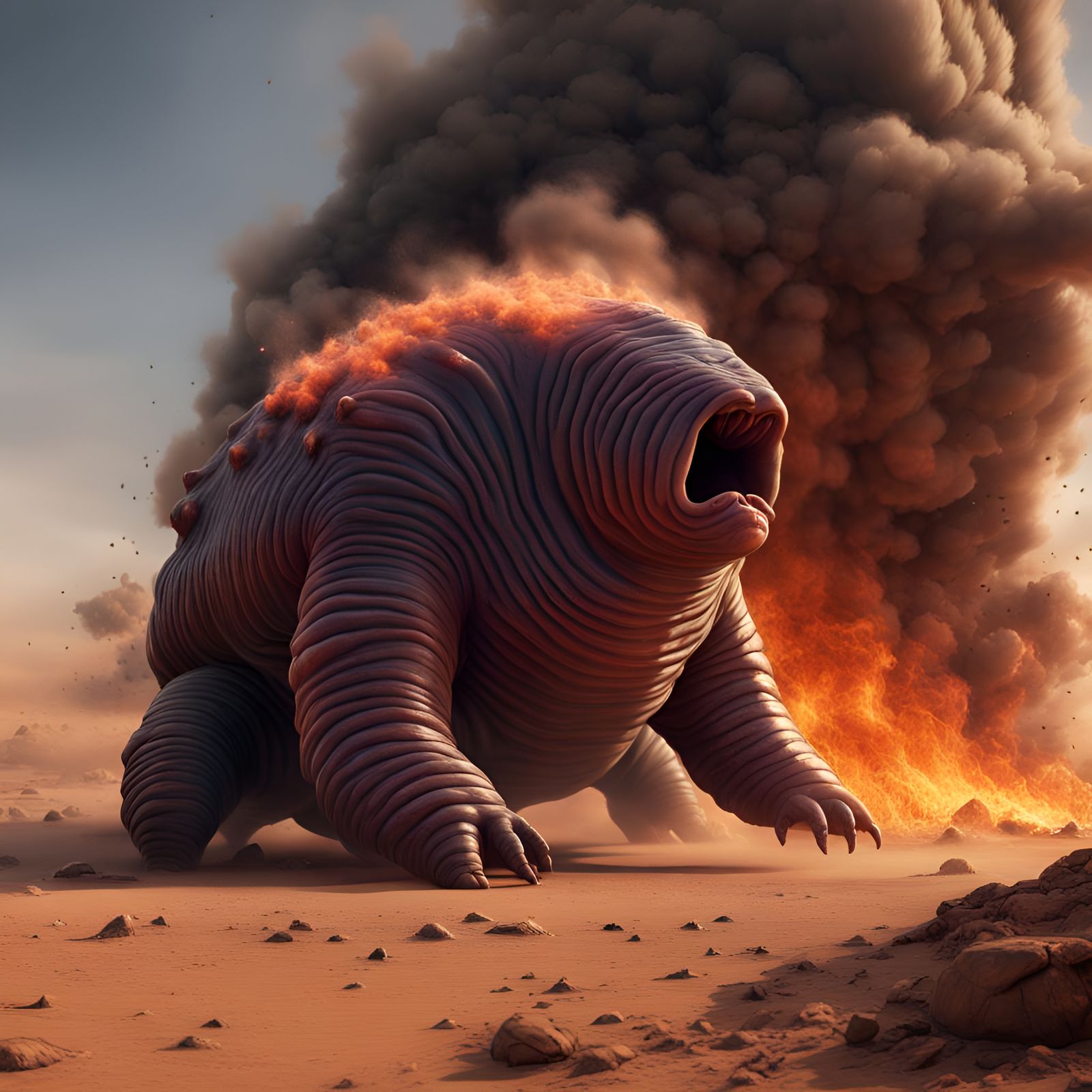 Giant Tardigrade Destroyed in Timbuktu: Fantasy Art