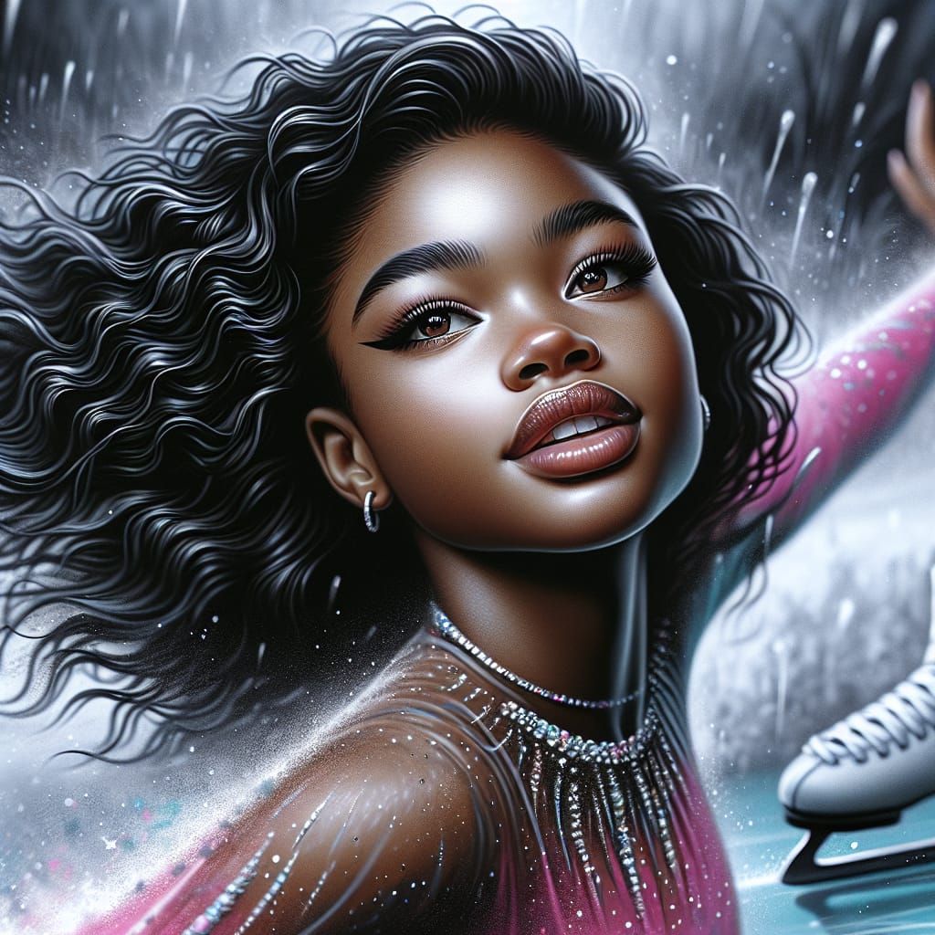 Airbrush Portrait of a Young Figure Skater