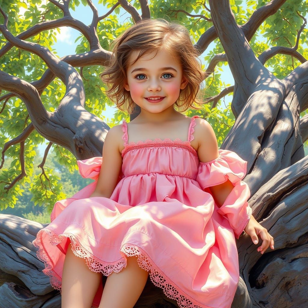 Whimsical Summer Goddess in Vibrant Oil Painting