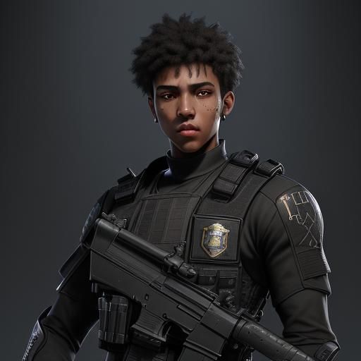 Teenage Boy with Police Vest as Fantasy Concept Art