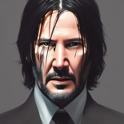 Hyperdetailed John Wick Portrait in Art Nouveau Style