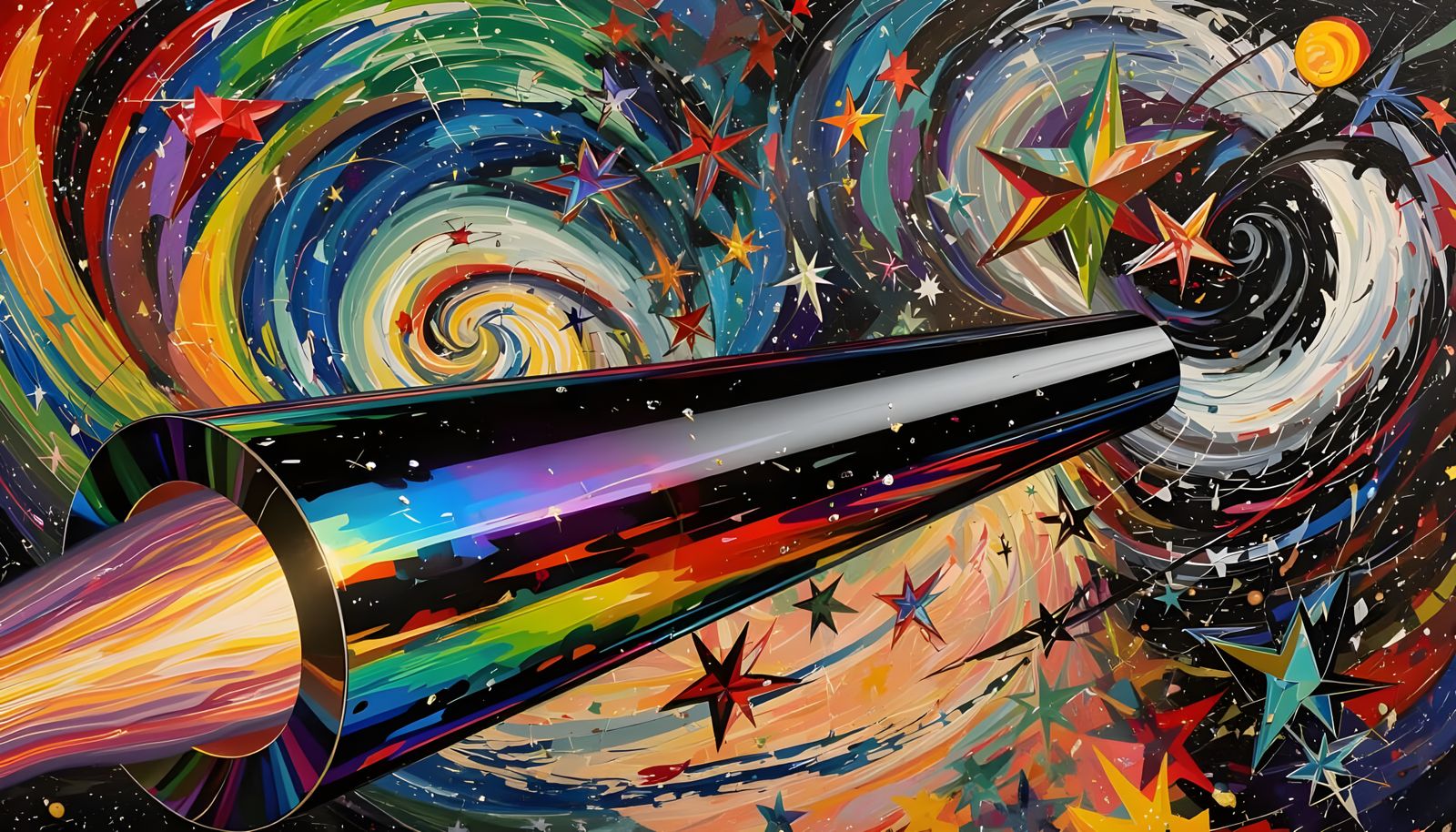 Vivid Abstract Vortex with High-Velocity Rainbow Cylinder