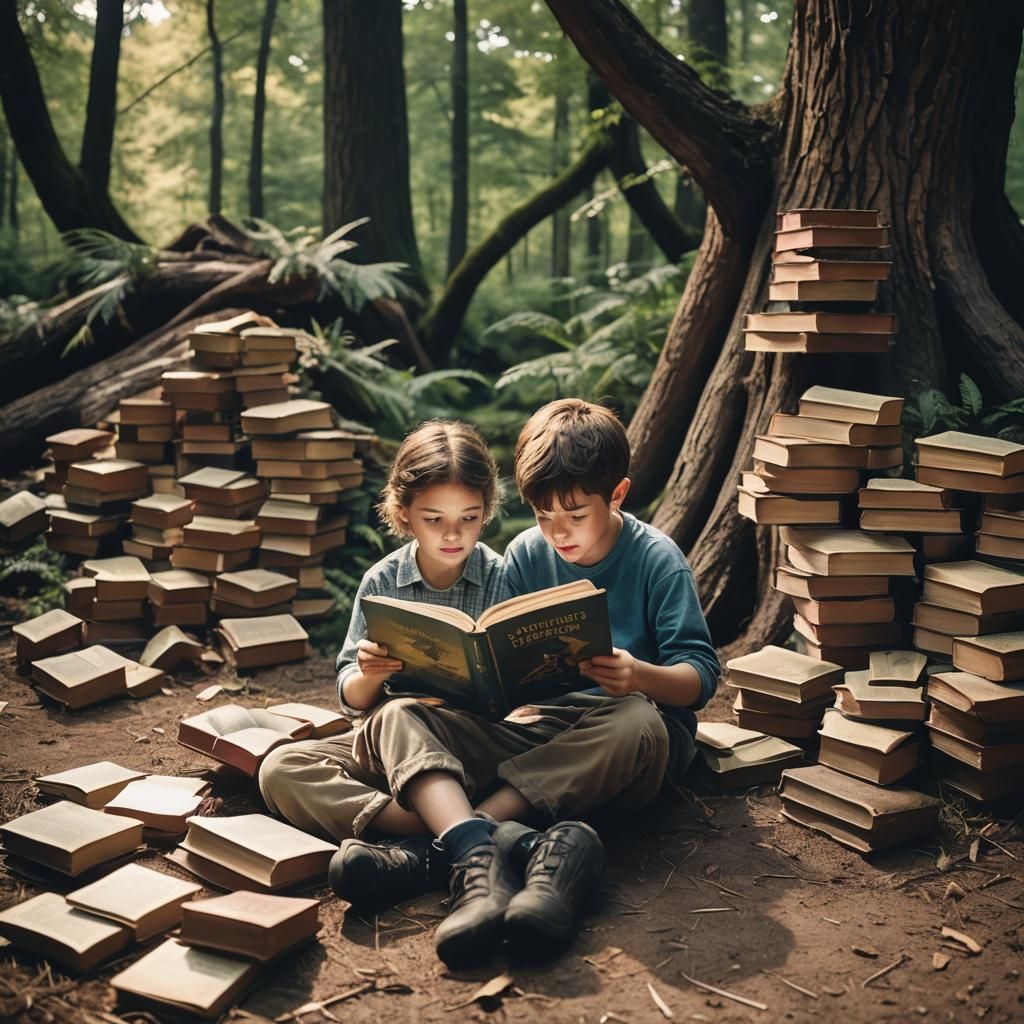 Boy Reads to Sister: Cinematic Still