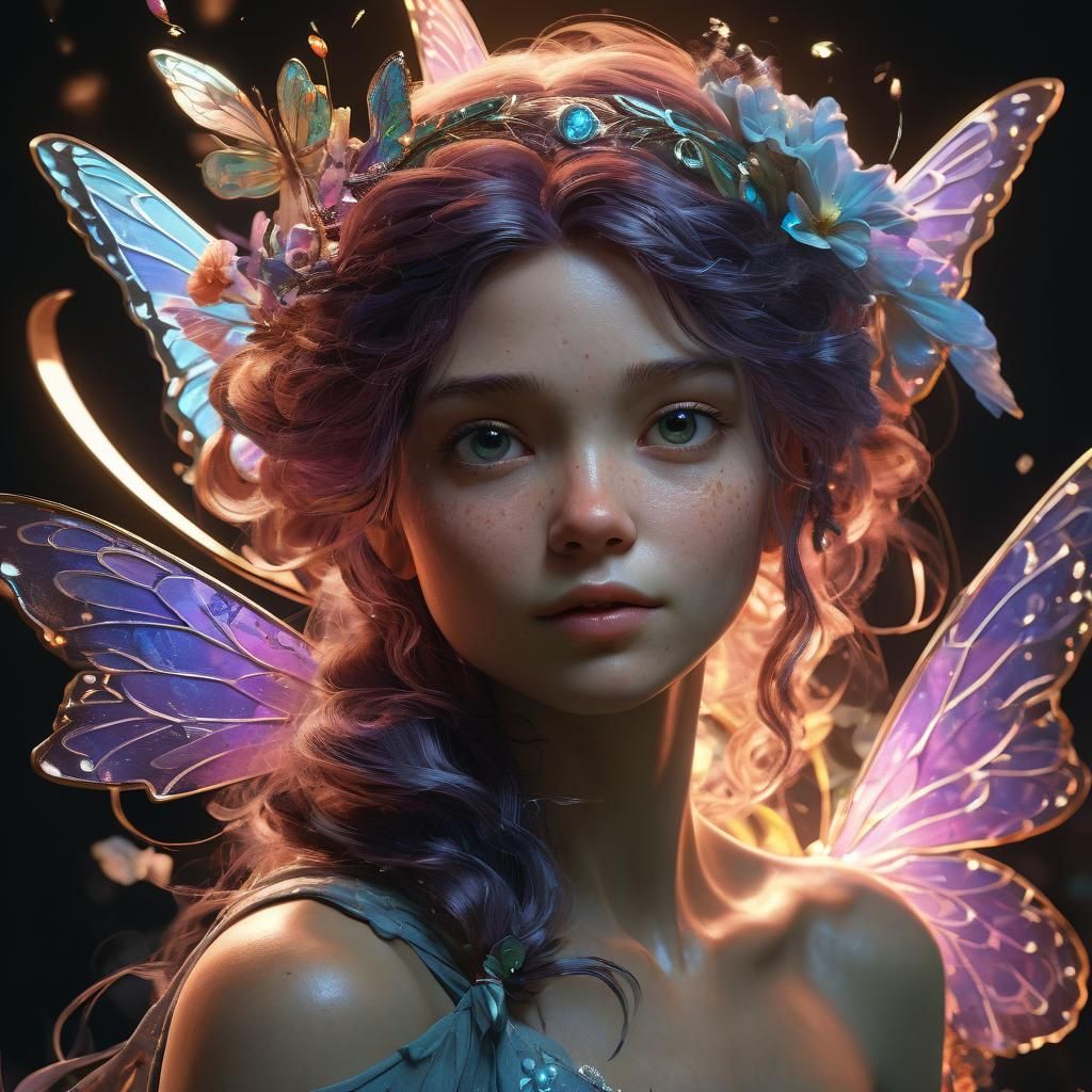 Love Fairy Portrait in Art Nouveau Style