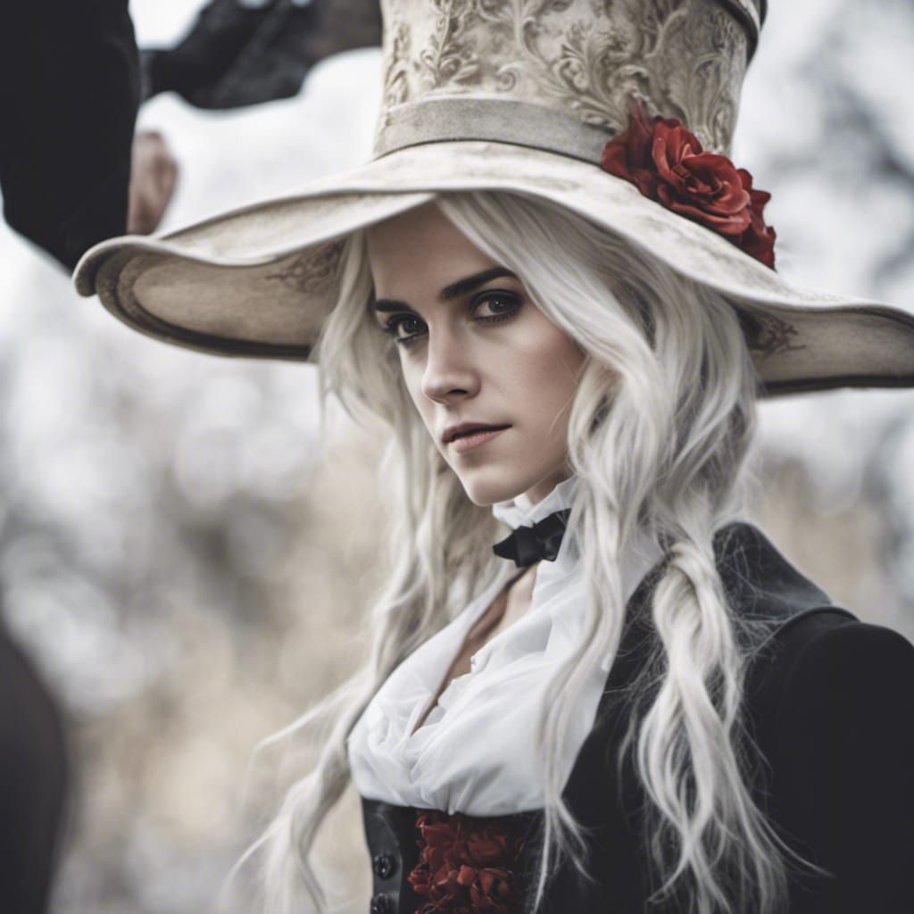 Hyperrealistic Portrait of Woman with Top Hat