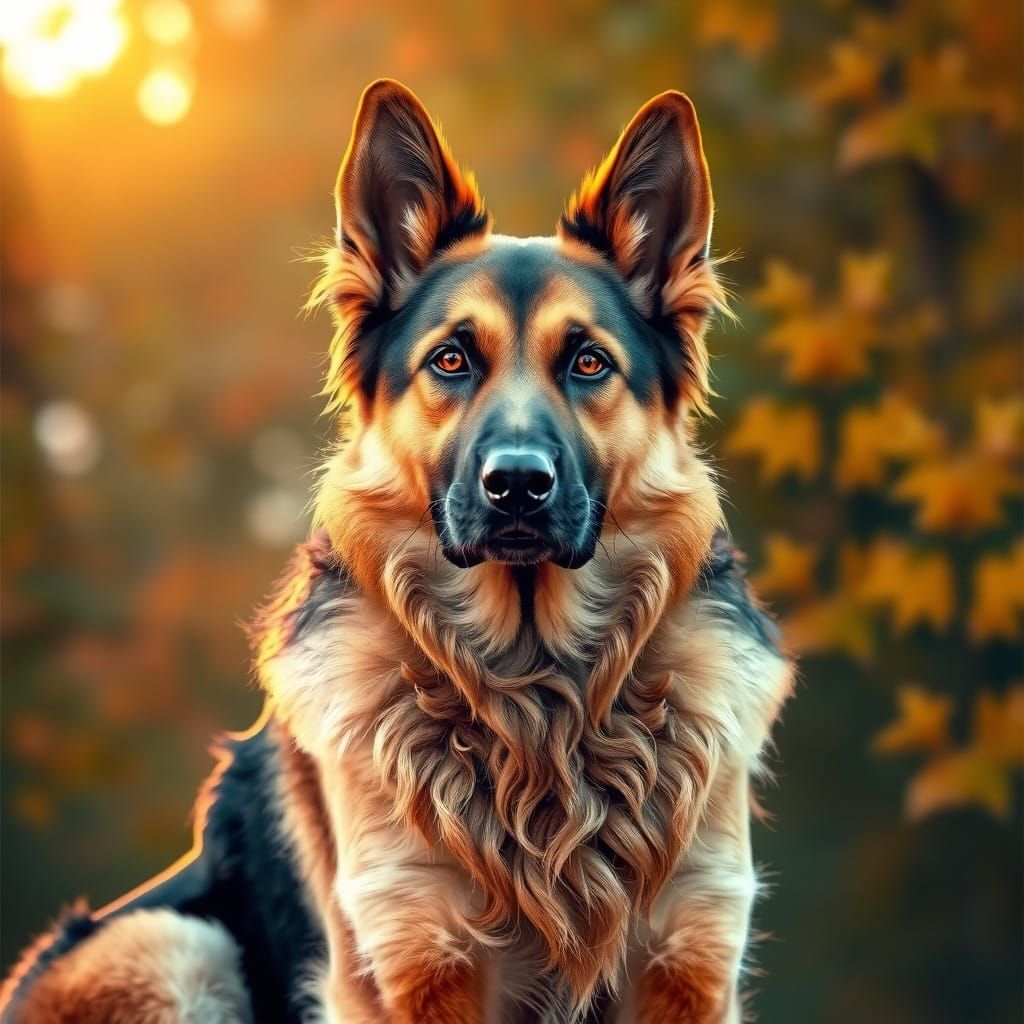 Magnificent German Shepherd in Vibrant Autumn Hues