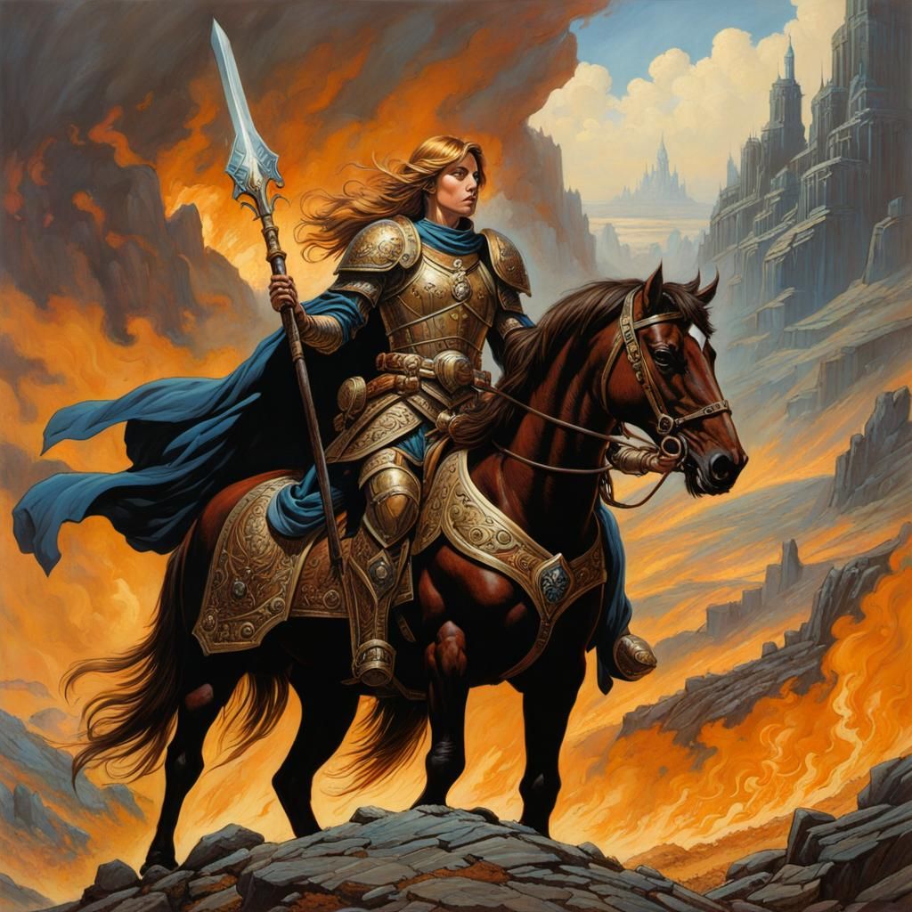 Grimdark Paladin on a Fantastical Battlefield