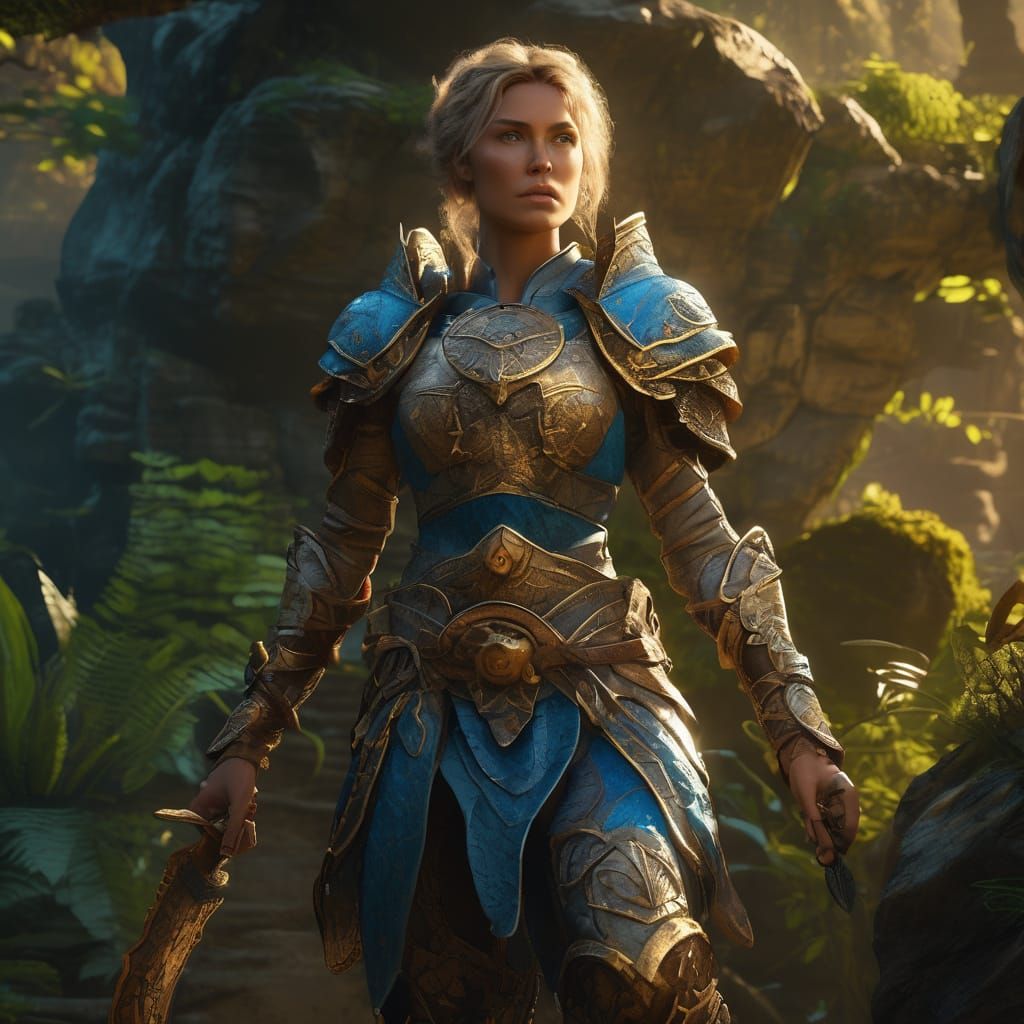 Earthy Female Warrior in Detailed Matte Painting