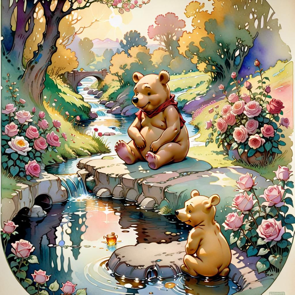 Pooh Bear in Art Nouveau Style