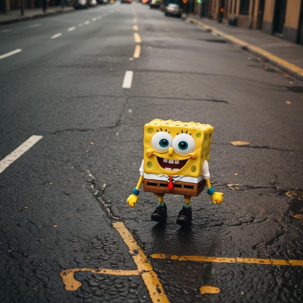 Spongebob in Real Life: Cinematic Film Still