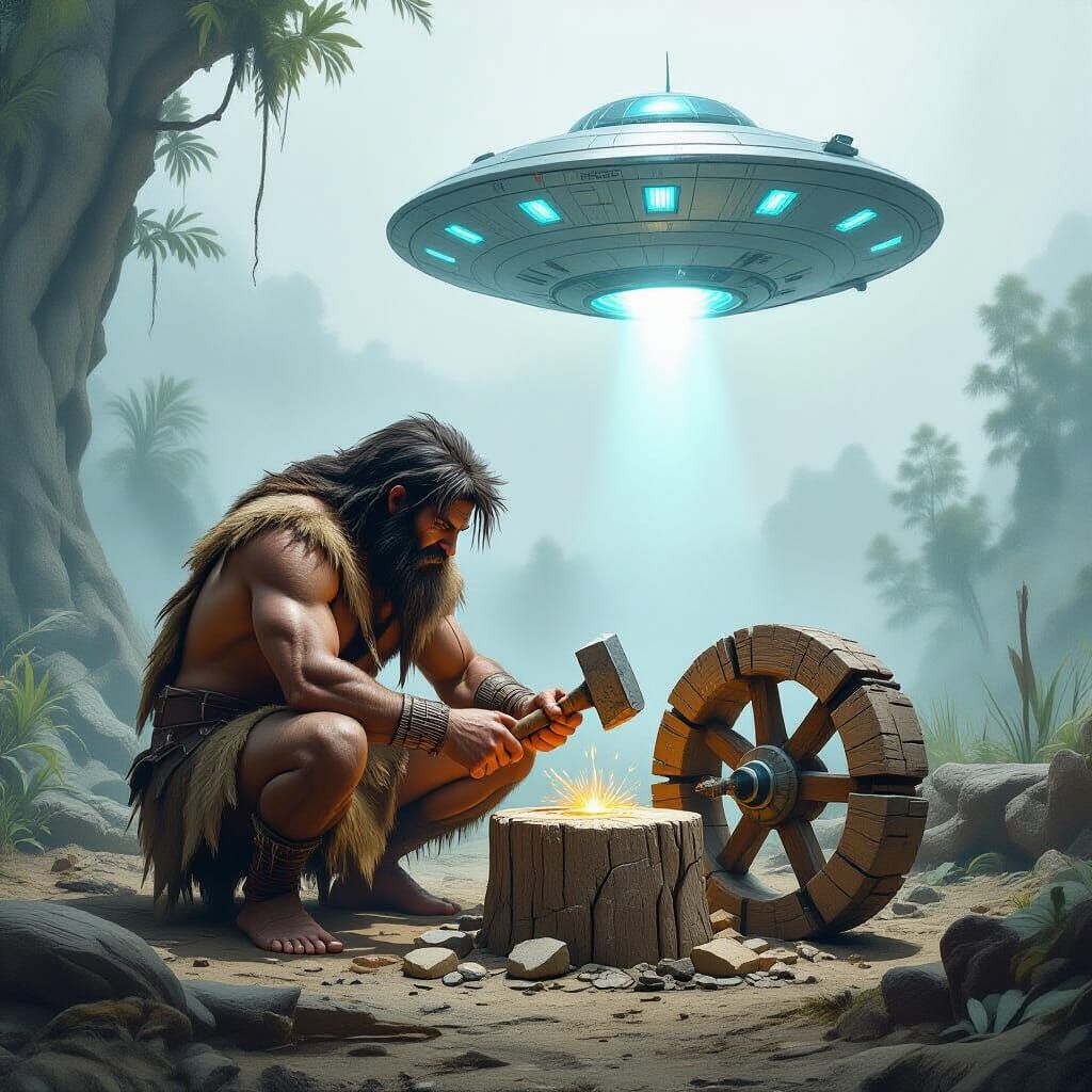 Prehistoric Innovation Meets Futuristic UFO