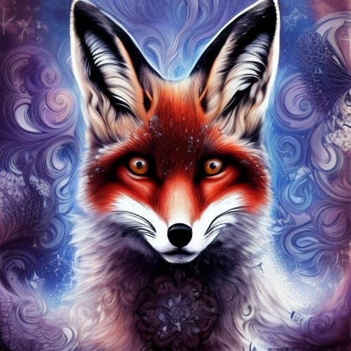 Kitsune Fox Spirit in Anime Maximalist Style