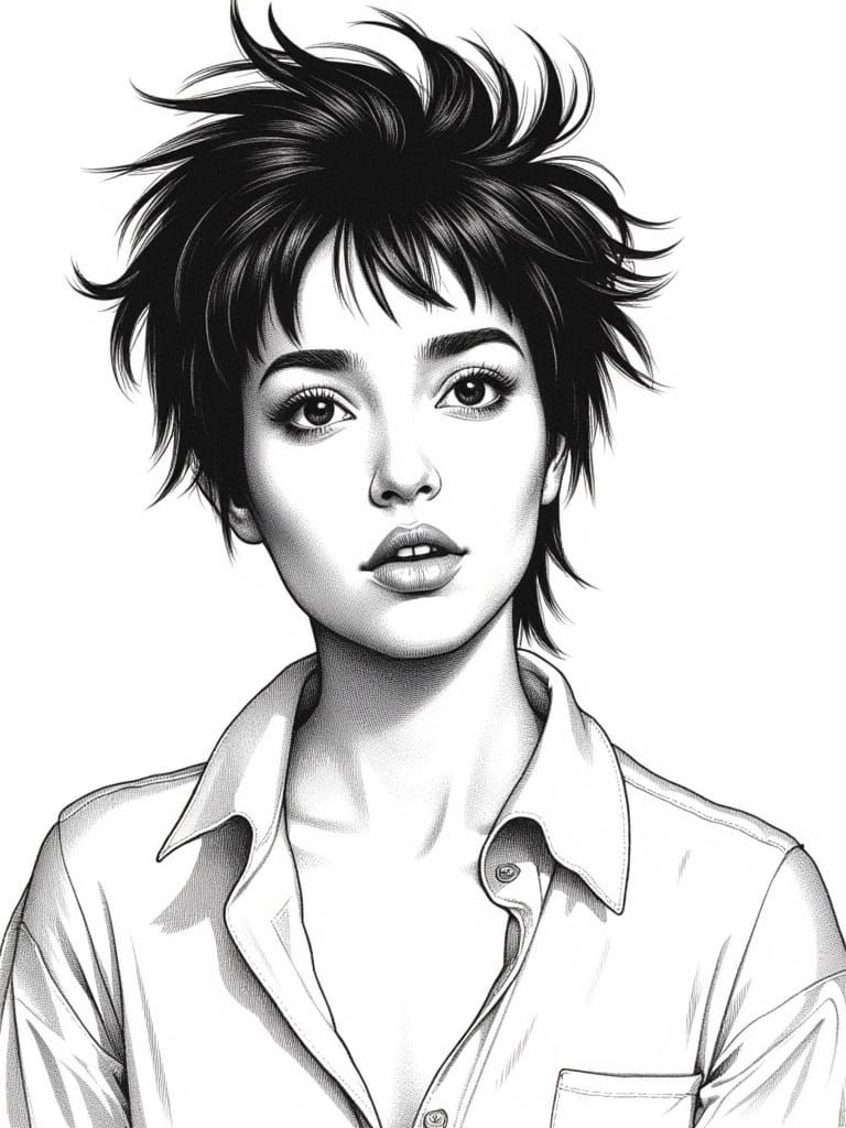 Woman Portrait in Cross Hatch Style