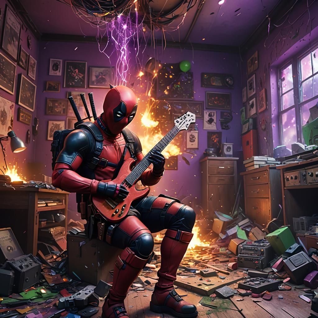 Deadpool Plays Guitar in Explosive Fantasy Scene