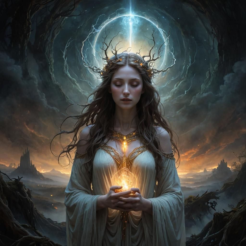 Entwined: Maiden and Earth Lord in Ethereal Glow