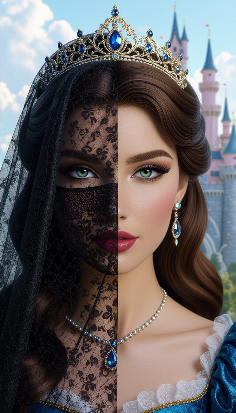 Glamorous Veiled Princess in a Fantasy Castle Painting