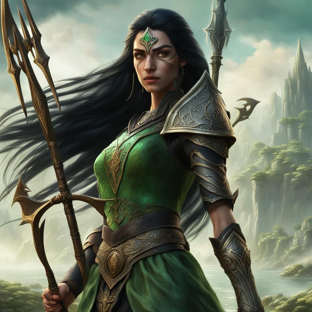 Eladrin Warrior with Trident: Fantasy Concept Art