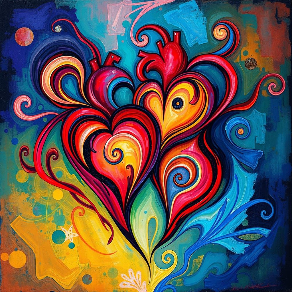 Expressive Abstract Hearts in a Whimsical Dance