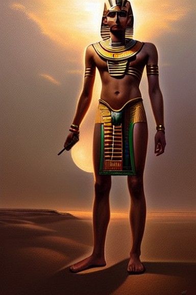 Egyptian God Amun in Mystical Painting Style