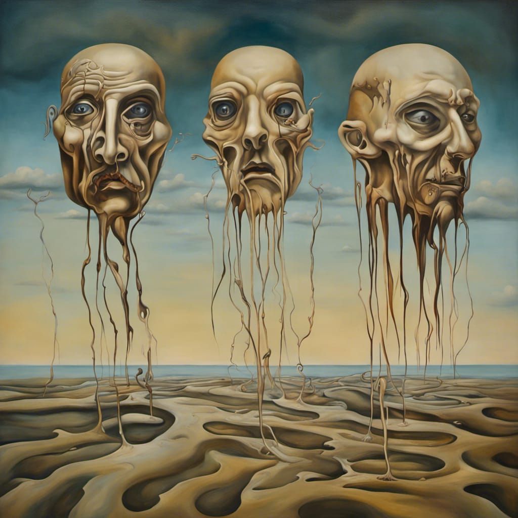 Surreal Tortured Souls in Melting Oil on Canvas