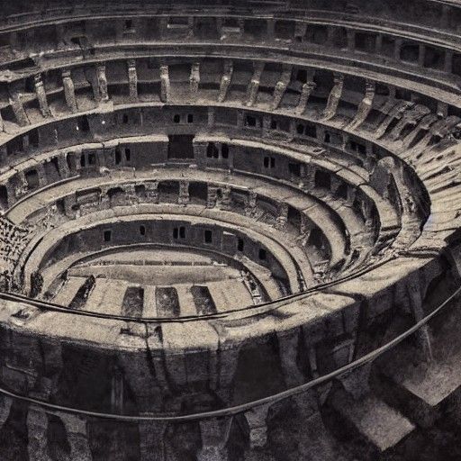 Sinister Top-Down View of Roman Gladiator Arena