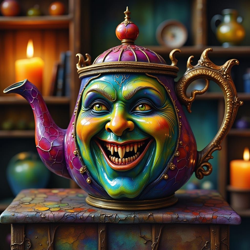 Ornate Vampire Teapot in Dark Gothic Style