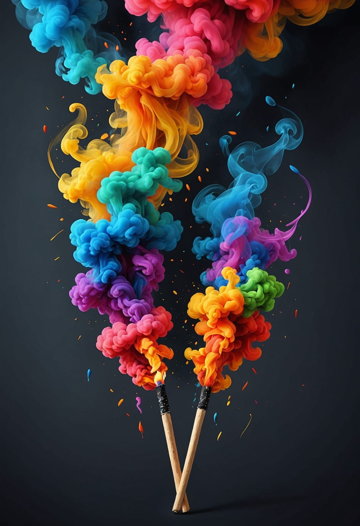 Match Burning at Both Ends with Colorful Smoke