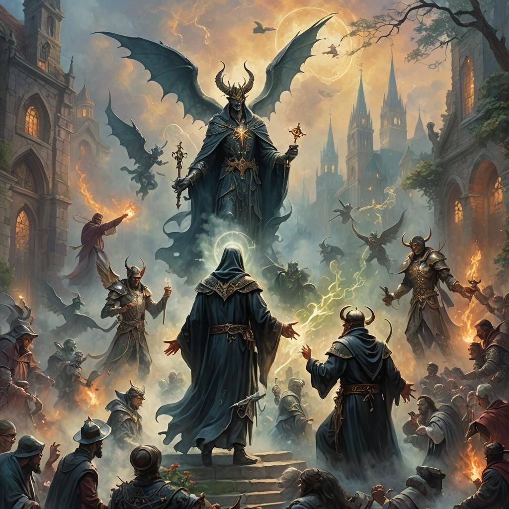 Saint vs Evil Official: Sketch Illustration