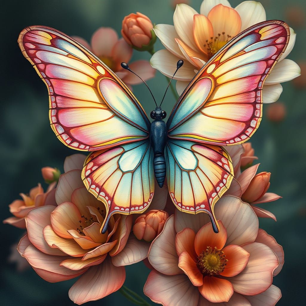 Ethereal Butterfly Blossom in Vibrant Colors