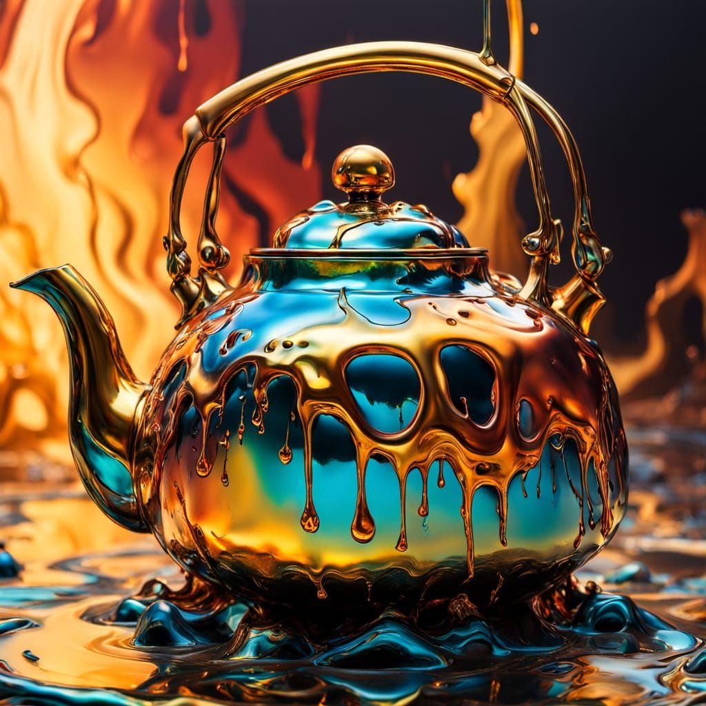 Surreal Melting Teapot in Salvador Dali Style