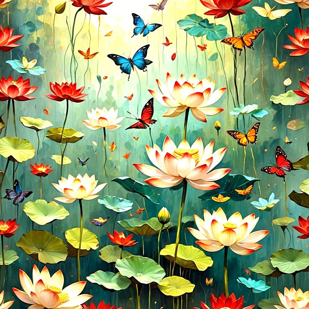 Moonlit Lotus Garden: A Fantastical Landscape