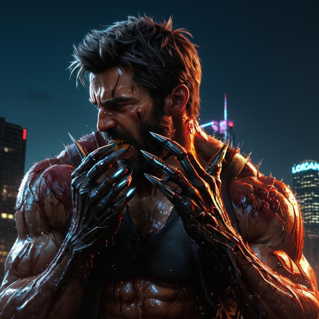 Hyper-Realistic Wolverine Licking Adamantium Claws