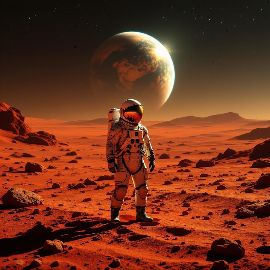 Astronaut on Mars: Hyper-Realistic Space Photography