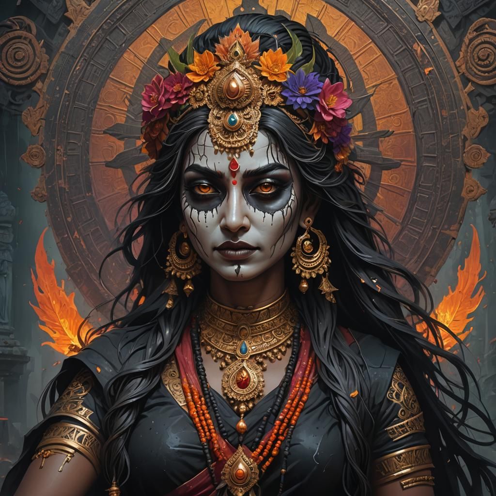 Nirriti: Hindu Goddess of Sorrow in Splash Art