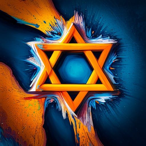 Blue Star of David in Graffiti Splash Art