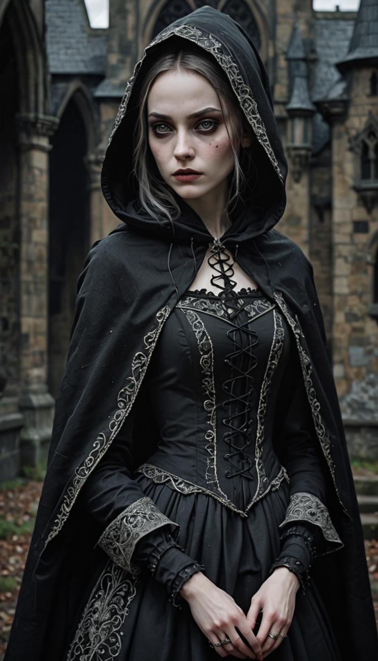 Gothic Woman with Stitches in Renaissance Dress